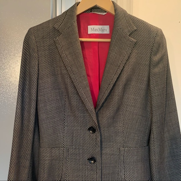 MaxMara Blazer dot striped black cream tailored 8 - Picture 3 of 16